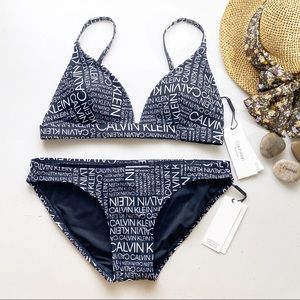 CALVIN KLEIN Logo-Print Triangle Top Bikini Bottom